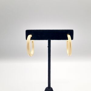 Gold and Cream Hoop Earrings